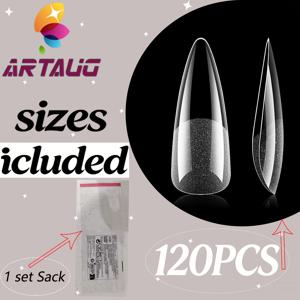 TEMU 121개입 (120개 투명 네일 스티커 + 포장 백 1개) 고급 얇은 하이힐 네일 스티커, 아몬드 모양 인조 네일 세미 매트 아크릴 젤 네일 스티커 풀 커버리지 인조 네일 네일 익스텐션 살롱용