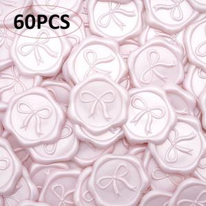 TEMU 3D 리본 왁스 씰 스티커 - 30/60개입 우아한 자가 접착 핑크 씰, 웨딩 초대장, 선물 포장 데칼, 봉투, 어버이날 & 파티 장식, 발렌타인데이, 카드 인사말용