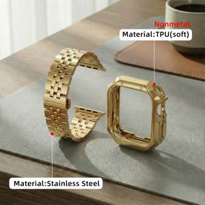 TEMU 애플워치 밴드 호환 메탈 밴드 49mm 46mm 45mm 44mm 42mm 41mm 40mm 38mm 남성 여성용 스테인리스 스틸 교체용 밴드 TPU 케이스 포함 iWatch 스트랩 시리즈 11/10/9/8/7/SE2/SE/6/5/4/3/2/1 Ultra1/2/3 호환