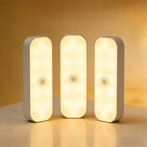 TEMU 3개 세트, USB 충전식 LED 스마트 인체 센서 조명, 간편한 설치형 벽걸이형 무드등, 쿨화이트/백색광, 가정용 캐비닛 조명 솔루션, 동작 및 조광 센서, 사무실, 침실, 옷장, 계단용