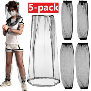 TEMU 모기 퇴치용 안티 모기장 세트 5개, 메쉬망 포함 XL 모기 퇴치용 머리 모자, 캠핑 낚시용 팔다리 보호 커버