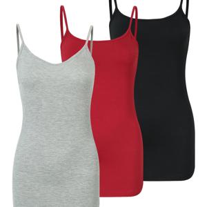 TEMU 3pcs 세트, 여성 기본 캐주얼 롱 캐미 탱크 탑 조절 가능한 스트랩 레이어링 탑