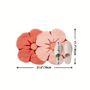 이중 색상 꽃무늬 부드럽고 편안한 플로킹 소재 욕실 매트