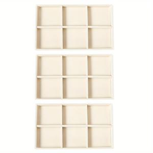 TEMU 6칸 구획 벨벳 쥬얼리 디스플레이 트레이, 반지 귀걸이 팔찌 목걸이 쇼케이스 박스, 커프스링크 보관 트레이 3종 세트, 쥬얼리 트레이