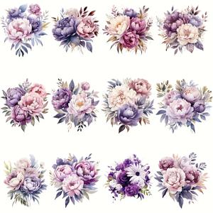 TEMU 12개입 아름다운 디자인 보라색 꽃 다리미 전사 스티커 티셔츠, 스웨트셔츠, 후드티, 가방 및 기타 의류 장식용