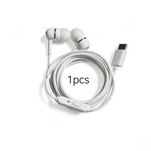 TEMU Apple iPhone 16/15 폰 및 iPad에 적합한 Type-C 유선 이어폰, 플랫 헤드, 범용 라인 컨트롤 버튼 고음질 통화