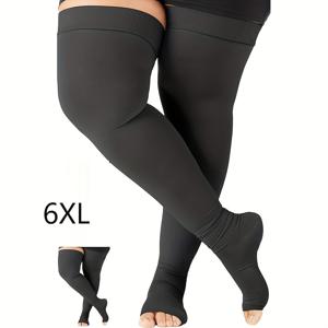 TEMU 플러스 사이즈 압박 스타킹 1켤레, 확장 사이즈 및 허벅지까지 닿는 압박, 여성 및 남성 20-30mmHg 오버 더 니 컴프레션 삭스에 적합