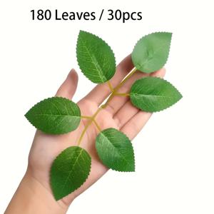 TEMU 인조 장미 꽃잎 180장, 부케 만들기용 인조 꽃 녹색 잎 액세서리, 파티 장식용 덩굴, 화환 액세서리, 웨딩 장식