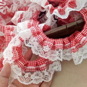 TEMU 1롤/2야드 5cm 폭 체크무늬 레이스 러치 트림. 헤어밴드, 모자, 신발 장식 재료로 적합