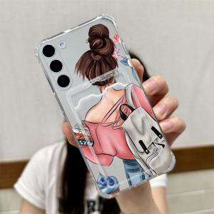 TEMU 휴대폰 케이스 - 유럽 및 미국 스타일 투명 카드 홀더 휴대폰 케이스, 삼성 갤럭시 S 20 FE 21 PLUS 22 PRO 23+ 24Ultra 4G 5G A 12 13 14 22 23 33 42 51 52 53 71 72 73에 적합, 아름답고 실용적이며 패셔너블하고 다재다능함
