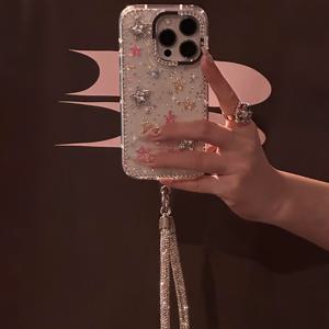 TEMU 휴대폰 케이스 - 아이폰에 적합한 휴대폰 케이스 | IND 인조 장식 3D 별 휴대폰 케이스 (체인 포함), 아이폰 11, 12, 13, 14, 15, 16 Pro Max에 적합
