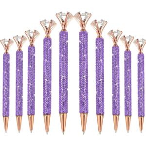 TEMU 10개 메탈 펜, 반짝이는 1.0mm 중간 리트랙터블 팁, 블랙 잉크, 노트용, 라이트 퍼플