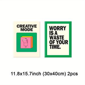 2D 플랫, 2D 플랫, 액자형 예술 캔버스 프린트 2개 세트, 동기 부여 인용구, 눈에 띄는 타이포그래피 장식, 현대적인 디자인, 빈티지 스타일 포스터, 모던 홈 , 방의 미학, 휴일 선물 아이디어, 거실 및 침실에 적합