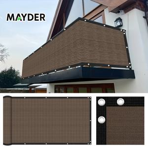 TEMU Mayder 발코니 사생활 보호 스크린 커버, HDPE 두꺼운 소재, 95% UV 보호 + 내후성 및 노화 방지, 3피트 높이 보호 스크린, 파티오, 뒤뜰 및 수영장에 적합, 금속 버튼홀 포함, 커피 브라운
