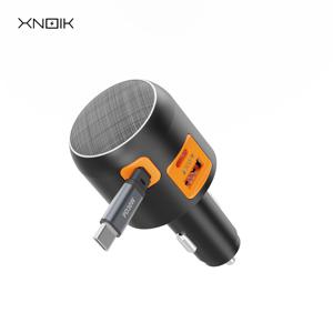 TEMU 아이폰 16/15/14 Pro Max, 삼성 갤럭시 S24/S23, 아이패드, 맥북과 같은 장치용 USB C 및 USB A를 제공하여 빠른 충전을 제공하는 내장형 retractable 케이블이 있는 업그레이드된 차량용 충전기. 트럭, 여행 필수품에 적합합니다.