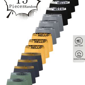 TEMU 15 [HELLO] 프린트 랜덤 남성용 드로즈 캐주얼 드로즈 반바지, 통기성 좋고 편안한 탄성 드로즈, 스포츠 반바지