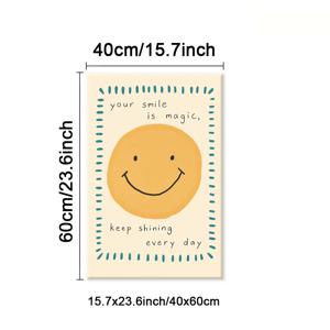 TEMU 1개 액자형 미소 짓는 태양 캔버스 그림, 기쁨의 명언 아트 프린트, 긍정적인 분위기 벽 장식, 밝은 날 아트워크 프린트, 모던 벽 장식, 크리스마스 할로윈 데코 포스터, 휴일 선물, 홈 데코, 거실, 침실, 사무실용, 액자 포함