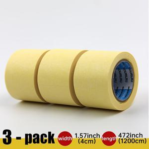 TEMU [4cm 초광택, 3롤/6롤 팩] 연한 노란색 마스킹 테이프, 전문가용 페인팅 보호, 자동차 스프레이 페인트 미용, 홈 크래프트에 적합, 가위 없이 쉽게 찢어짐, 높은 가성비 대형 롤