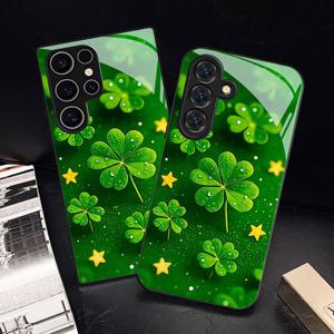 TEMU 휴대폰 케이스 - 4잎 클로버 물방울 별 패턴 휴대폰 케이스 (갤럭시 S9+/S10/S20+/S20 울트라/S21 5G/S21+/S22/S23 플러스/S24 플러스/S25/S25 엣지/노트 9/노트 10/노트 10+/노트 20/노트 20 울트라) 낙하 방지 강화 유리 보호 커버