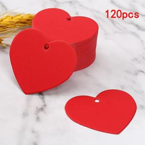TEMU 크라프트 종이로 제작된 하트 모양 태그 60개/120개입, 발렌타인데이, 결혼식, 생일 및 파티 장식에 적합 - 하트 모양 라벨 (브라운-레드, 수제품), 공예, 소박한 스타일 장식, 지속 가능한 포장
