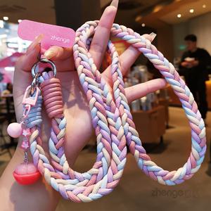 TEMU 휴대폰 끈 여성용 바디 컬러풀 포니테일 브레이드 로프 롱 스타일, 여행 사진 분실 방지 숄더 스트랩 범용 신제품