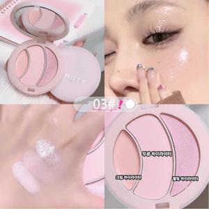TEMU 3in1 멀티유즈 하이라이터 팔레트 입체감 메이크업 자연 광채 치크 멀티유즈 하이라이터 팔레트 꺼진얼굴보정 데일리 메이크업 03#
