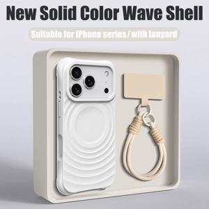 TEMU Apple 17 프로맥스용 정교한 직조 랜야드 선물 휴대폰 케이스, 에어 미끄럼 방지 리플 패턴 아이폰 16, 고급스러운 느낌, 15 올인클루시브 낙하 방지, 14 단색, 심플하고 아름다운, 13 대형 홀 보호 커버