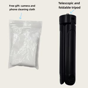 TEMU 편리한 접이식 접이식 삼각대, 1/4인치 스크류 컴팩트 삼각대 미니 지원, Micro LED K21 바 라이트, 레트로 12X 필 라이트, 스마트폰, 액션 카메라, 핸드헬드 짐벌 2에 적합