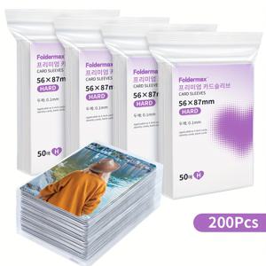 TEMU 200개 세트 한국식 고투명 카드 슬리브, 56x87mm, 3인치 미니 카드용, 무산소 CPP 보호 슬리브, K팝 사진 및 연예인 앨범에 적합, PP 소재, Foldermax 브랜드