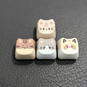 TEMU QWERTY 레이아웃과 호환되는 고양이 키캡 4개 세트, PC, 노트북, 타자기용 아기 고양이 & 발바닥 프린트 DIY 키보드 교체 캡 - 백라이트 키보드용 설치, 사무용 (수정판 없음)
