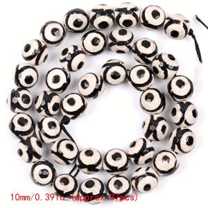 TEMU 6mm-12mm 천연석 비즈, 다면체 3눈 Dzi 루스 스페이서 비즈, 주얼리 제작 팔찌 목걸이 추가용, 15개입