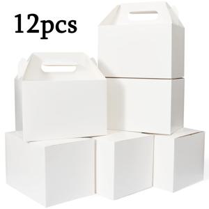 TEMU 12개 선물 상자, 파티에 인기 있는 지붕형 상자, 9.45 X 5 X 5인치, 크라프트 대형 상자 포장, 흰색 선물 상자, 생일, 결혼식, 크리스마스, 새해, 발렌타인데이, 주얼리 제작 디스플레이 및 포장 용품