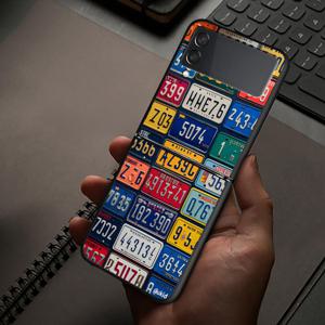 TEMU 휴대폰 케이스: 삼성 갤럭시 Z 플립6 Z 플립5 Z 플립4 Z 플립7 FE Z 플립3 Z 플립 7 6 5 4 3용 자동차 번호판 아트 휴대폰 뒷면 커버 케이스