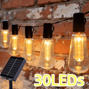 TEMU 솔라 빈티지 전구 스트링 조명 10/ LED PET 투명 램프 갓 포함 따뜻한 노란색 황광 태양광 자동 충전등, 파티오 발코니 정원 캠핑 결혼식 파티 휴일 가정 장식용, 로맨틱하고 축제 분위기를 연출하는 조명
