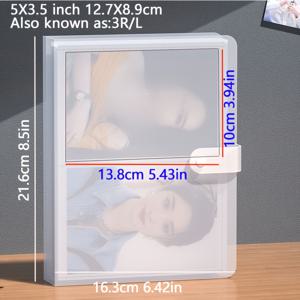 TEMU 투명 인스 스타일 사진 앨범, 200개 대용량 삽입 스타일 (내부 페이지 포함), 5X3.5인치 3R/L 사이즈, 6X4인치 4R/KG 사이즈, 7X5인치 5R/2L 사이즈 호환 범용 엽서 사진 보관 앨범