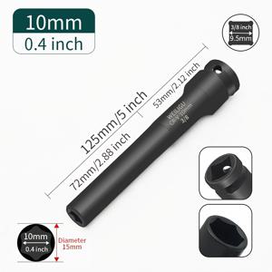 TEMU WEILIGU Zhongfei 3/8 확장형 얇은 벽 소켓 헤드 딥닝 65mm 비전동 교체용 풀오버, 전동 렌치 에어 캐논 전기 자동차 수리 풀오버 7mm 8mm 9mm 10mm 11mm 12mm 13mm 14mm 15mm 16mm 17mm 18mm에 적합