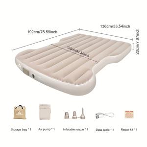 TEMU 모델 Y 차량용 트렁크 인플레터블 매트리스 ENJOY SPA, 내장형 에어 펌프 포함, 편안함과 건조함을 위한 여행용 수면 침대, USB 충전 에어 펌프, 사용하기 쉬운 원터치 공기 주입 및 배출, 자동차 장거리 여행 및 낮잠에 적합