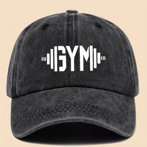 TEMU 1 GymFlex Pro 통기성 야구모자 - GYM 프린트와 덤벨 디자인, 워싱 피트니스 캡, 남성, 여성, 청소년 모두에게 적합 - 헬스, 야외 활동, 캠핑, 사이클링, 스케이트보딩에 이상적인 액세서리 - 활기찬 라이프스타일 모자
