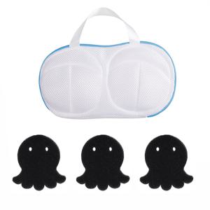 TEMU MOTITH 변형 방지 브라 및 섬세한 의류 세탁망 1개, 옥토퍼스 보풀제거 스펀지 3개 포함, 지퍼형 세탁 관리 시스템, 세탁기, 란제리, 수영복, 민감성 원단, 가정용 의류, 세탁망에 적합