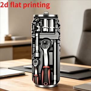 TEMU 창의적인 프린트 이중 레이어 스테인리스 스틸 물컵, 싱글 팩 16.91 Oz 대용량, 2D FLAT 트렌디 버전 사용, 산뜻한 아일랜드 바캉스 스타일에 분위기 있는 공구 상자 패턴