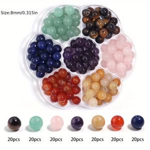TEMU 350/280/140/70 천연석 비즈, 7가지 차크라 (녹색 동링, 녹색 골든 핑크 , 빨간색 아게이트, 노란색 호랑이 눈, 보라색 아멜라이트, 옛 토파즈) 팔찌 목걸이 휴대폰 체인 펜던트 태슬 비즈 장식용