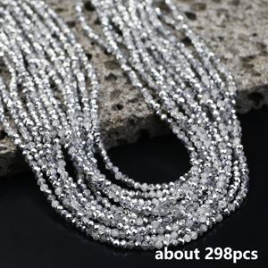 TEMU 미니 2.5mm 약 298개 은색 납작한 둥근 다면체 유리 루스 비즈, 수제 팔찌, 목걸이, 귀걸이, 폰 체인, 헤어 장식 및 장식 펜던트 재료로 적합