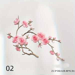 TEMU 1개 자두꽃 핫 엠보싱 백킹 - 레드, 화이트 & 블랙 컬러의 우아한 플로럴 패치, 의류·청삼·가방·홈데코용 전통 중국식 원단 앱리케 - DIY 공예, 재봉 선물, 의상 장식, 수공예 프로젝트 용품, 고품질 자수, 손으로 만든 디테일, 패션 디자인가를 위한 내구성 있는 패브릭 데칼