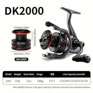 TEMU 17+1BB, 올 메탈 스풀, 메탈 로커 암, 메탈 휠 풋. 격자 없는 구조, 1000-8000 시리즈 루어 롱 스ロー 스피닝 휠 낚시 릴, 최대 언로드 힘 15KG, 바다 낚시 및 민물 낚시에 매우 적합, 루어 낚시에 적합