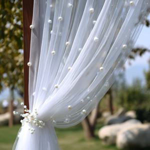 TEMU 우아한 화이트 진주 장식 튤 크래프트 원단, DIY 장식용 진주 튤 폴리에스터 메쉬 원단. 결혼식, 생일, 기념일, 브라이덜 샤워, 연회, 파티 등 다양한 장면에 적합하며, 웨딩 아치, 디저트 테이블, 식탁 장식 등에 사용 가능. 아치 장식 소재, 테이블 장식 원단, 장식용 메쉬 천, 웨딩 원단 세트로 활용 가능하며, 장식용 진주 장식이 특징입니다