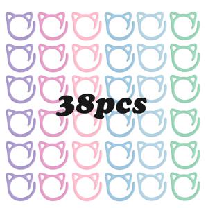 TEMU 38개 세트 모네 컬러 시리즈 귀여운 고양이 스티치 마커, 어두운 색상과 밝은 색상, 오픈 스파이럴 뜨개질 스티치 마커, 부드러운 합금 고양이 귀 디자인, 옷감 및 뜨개질 표시용 비걸림 금속 마커