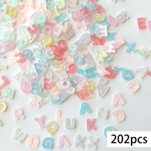 TEMU 202개 혼합 글자 네일 참 사탕 색상 글리터 레진 네일 라인스톤 네일 아트 장식용, 네일 아트 용품