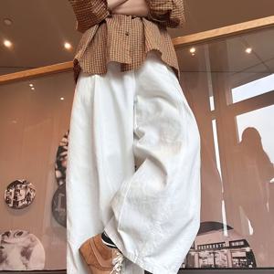 TEMU 1개, 화이트 곡선 칼 퀵 드라이 와이드 레그 팬츠 여성 봄/여름 신상 스몰 사이즈 하이웨이스트 루즈한 게으른 스타일 캐주얼 레그 팬츠, 양쪽에 포켓