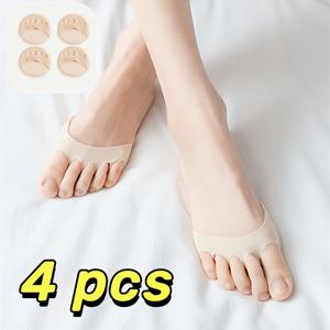 TEMU 여성용 하이힐 4개, 앞발 깔창, 발가락 양말, 편안한 발 관리, 다섯 발가락 패드가 있는 반 깔창, 부드럽고 편안하며 미끄럼 방지