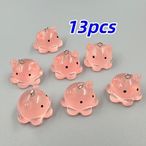 TEMU 2D 플랫 - 13개 2Dflat 레진 바다 동물 핑크 야광 문어 펜던트 참, 주얼리 제작용, 파티 장식, 귀걸이, 목걸이, 가방에 완벽